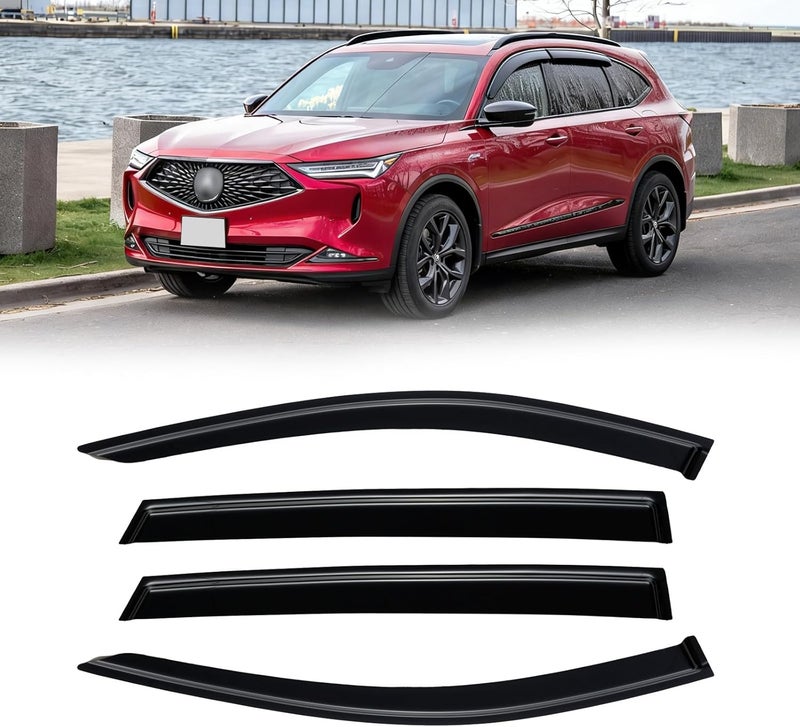 CMVT Auto Rain Guards for Acura RDX 2019-2025, Out-Channel Window Visor Shields Vent Deflector Shade Wind Dark Smoke 2020 2021 2022 2023 2024 19 20 21 22 23 24 25, Tape-On Outside-Mount, 4PCS - Image 1